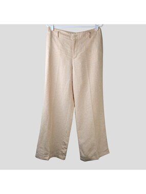 Ralph Lauren 100% Linen Wide Leg Pants Size 8 Stripe Minimalist  Preppy Trousers